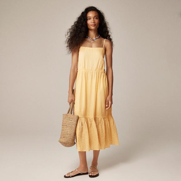 New JCREW Size P S PS Petite Sorrento Dress Cotton Voile Banana Cream $198 CL066 - Picture 1 of 6